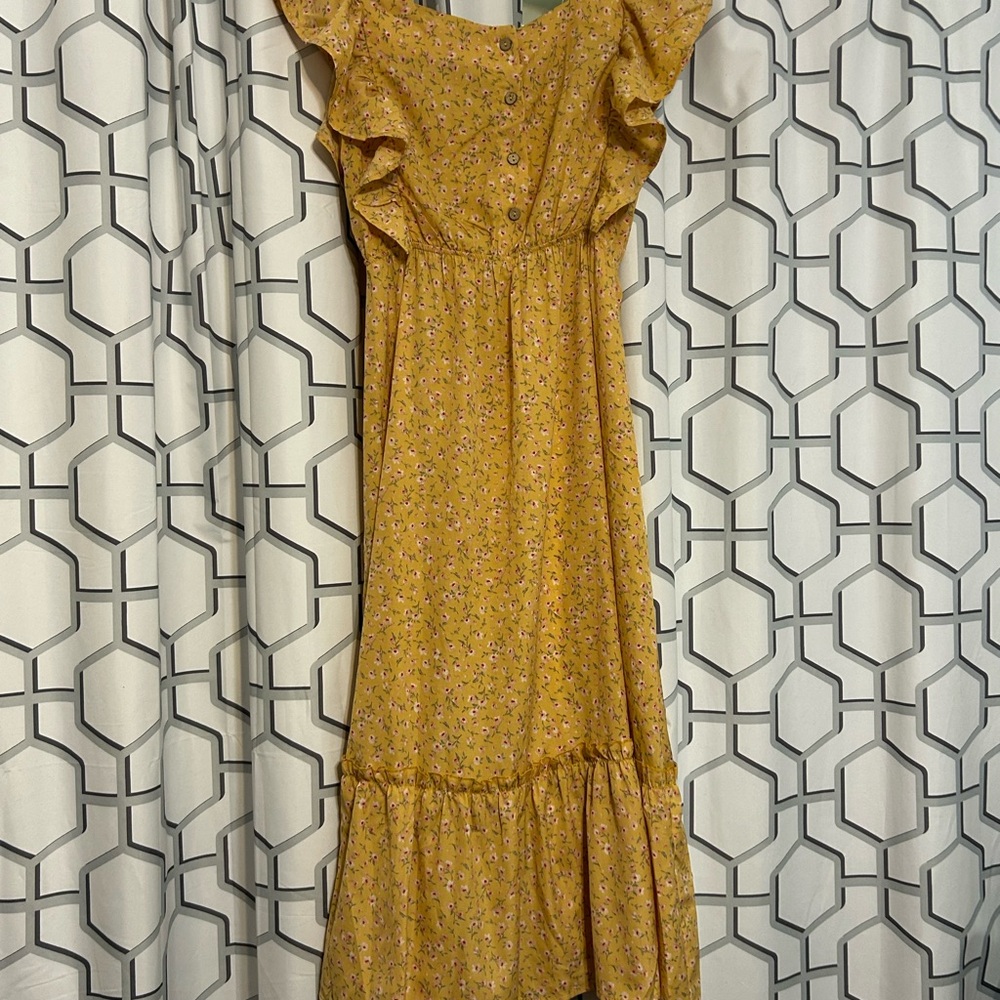 Floral Yellow Ruffle Dress